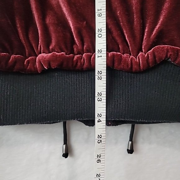 Rue 21 Burgundy Velvet Bomber Jacket Junior Size Small Winter Velor Coat - Picture 5 of 12